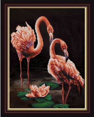 Основа для вышивания с нанесённым рисунком Конёк НИК 9835 Фламинго - схема для вышивания (Конёк)