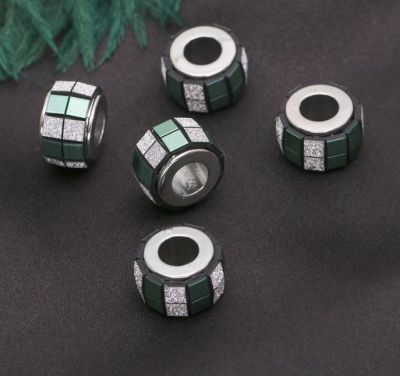 Бусины-разделители - 2531551 Разделитель "Кубики блестящие", цвет бело-зеленый