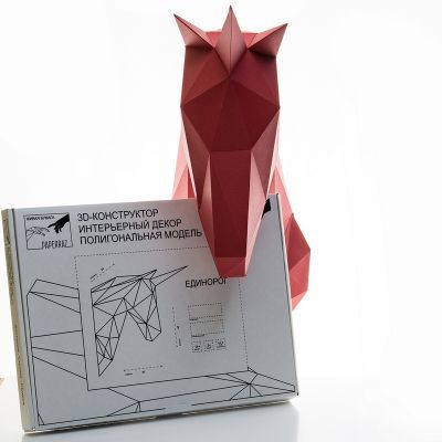 Оригами PAPERRAZ Трофейная голова "Единорог Гранат", набор для творчества