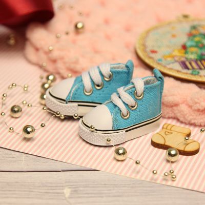 Заготовки и материалы для изготовления игрушки Березка Кеды для куклы на шнурочках 5 см, голубые