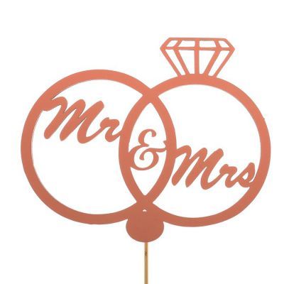 Украшение для выпечки - 2885889 Топпер «Свадебные кольца Mr&Mrs», розовый