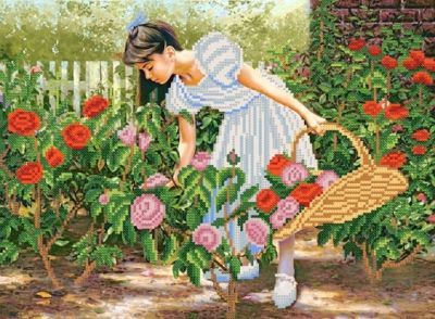 Основа для вышивания с нанесённым рисунком Марiчка РКП-340 Розы алые в саду - схема для вышивания (Марiчка)