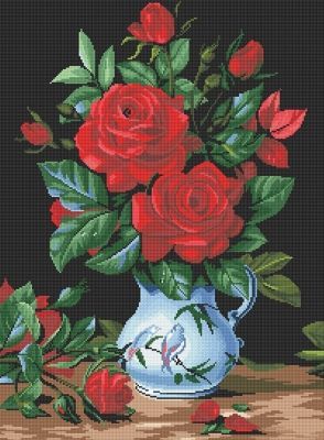 Мозаичная картина Anya Алмазная вышивка 710AY-376 Букет красных роз - мозаика Anya