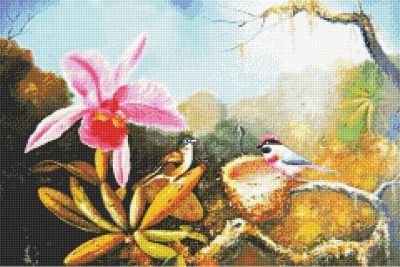 Мозаичная картина Anya Алмазная вышивка 71014,49 Цветы и птицы - мозаика Anya
