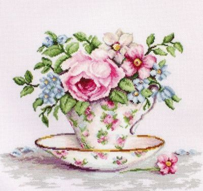Набор для вышивания Luca-S BA 2321 Цветы в чайной чашке