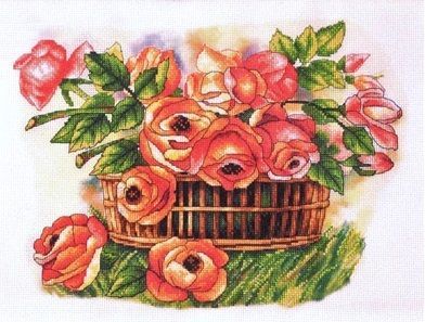 Набор для вышивания ORCHIDEA OR 8227 Розовый букет в корзине