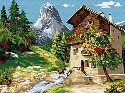 Набор для рисования по номерам Цветной ex6081 "Дом у горы"