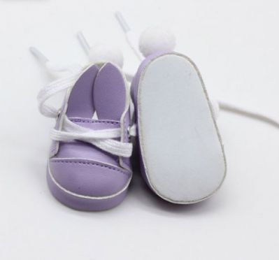 Заготовки и материалы для изготовления игрушки Арт ткани Обувь для кукол 7 см ­ туфли сиреневые с ушками и помпоном