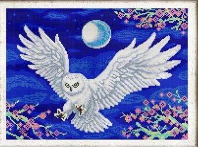 Основа для вышивания с нанесённым рисунком Конёк НИК 9994 "Летящая сова" - схема для вышивания (Конёк)