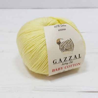 Пряжа GAZZAL Пряжа GAZZAL Baby Cotton Gazzal Цвет.3413 Светло желтый