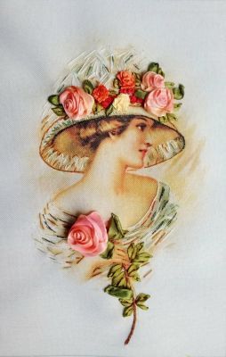 Набор для вышивания Рисуем лентами 022-100 Девушка с розой