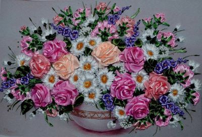 Набор для вышивания Рисуем лентами 040-100 Букет с розами