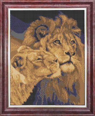 Основа для вышивания с нанесённым рисунком Каролинка КБЖ 3034 Лев и львица - схема (Каролинка)