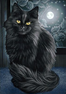 Мозаичная картина Гранни Алмазная вышивка Ag205 - Черная кошка - мозаика