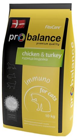 Корм сухой для кошек Probalance Immuno Protection, курица и индейка, 10 кг 