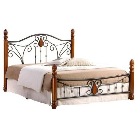 Кровать TetChair AT-9003 двуспальная, спальное место (ДхШ): 200х160 см, каркас: массив дерева, цвет: черный/коричневый
