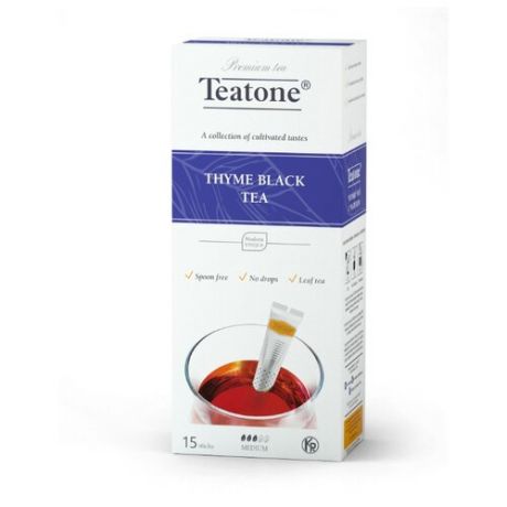 Чай черный Teatone с чабрецом в стиках, 15 шт.