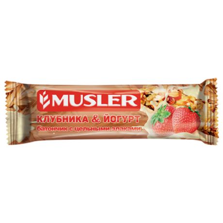 Злаковый батончик Musler в белой глазури Клубника и йогурт, 30 г