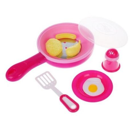 Набор продуктов с посудой Наша игрушка Кухонные принадлежности 642298 розовый/белый