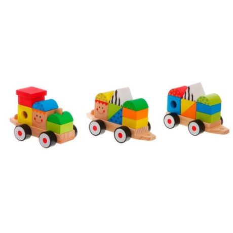 Каталка-игрушка BONDIBON Чудо-поезд (ВВ1085) бежевый/зеленый/красный