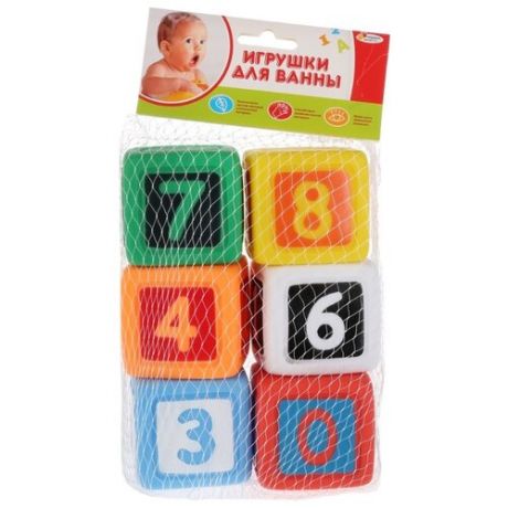 Набор для ванной Играем вместе Кубики с цифрами (LXN-4-6) зеленый/желтый/красный/оранжевый