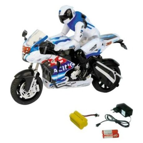 Мотоцикл Shenzhen Toys Мотоцикл с гонщиком 1:22 синий/белый