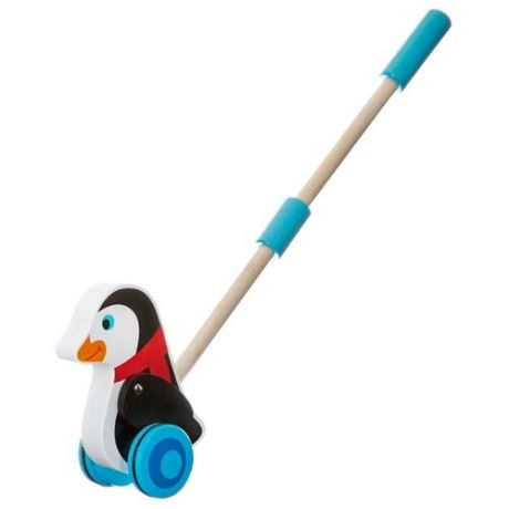 Каталка-игрушка BONDIBON Пингвин (ВВ2038) белый/черный/голубой