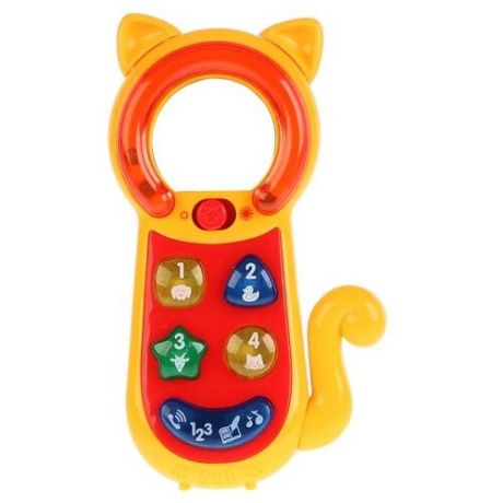 Развивающая игрушка Умка Обучающий телефон-трещотка красный/желтый