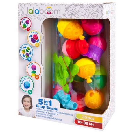 Развивающая игрушка lalaboom 5 в 1 30 предметов разноцветный