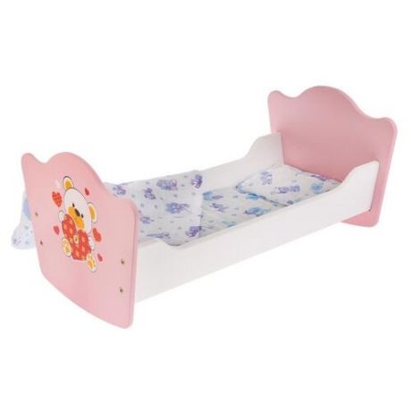 Карапуз Кроватка для куклы Мой мишка (RB-B-S) розовый/белый