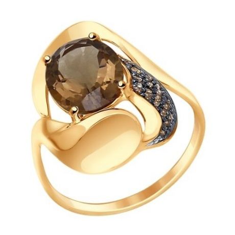SOKOLOV Кольцо из золота с раухтопазом и жёлтыми фианитами 714665, размер 18.5