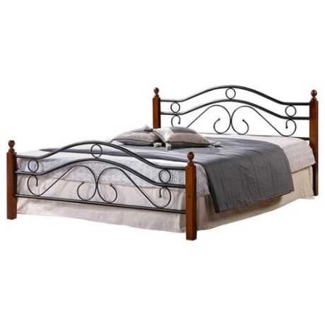 Кровать TetChair AT-803 двуспальная, размер (ДхШ): 210х184.5 см, спальное место (ДхШ): 200х180 см, каркас: массив дерева, цвет: черный/коричневый