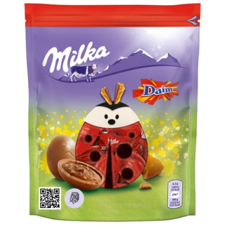 Фигурный шоколад Milka Daim молочный в форме яйца с карамелью
