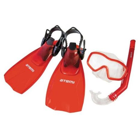 Набор для плавания с ластами ATEMI 24200 размер 28-31 красный