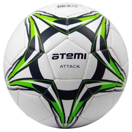 Футбольный мяч ATEMI ATTACK PVC 00000136426 белый/темно-синий/салатовый