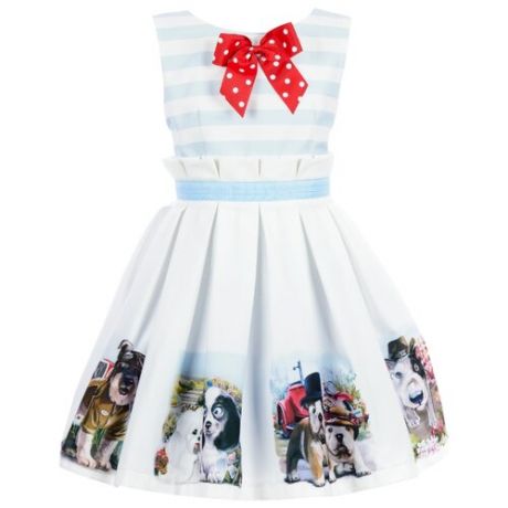 Платье Stilnyashka размер 128, белый/голубой/собачки