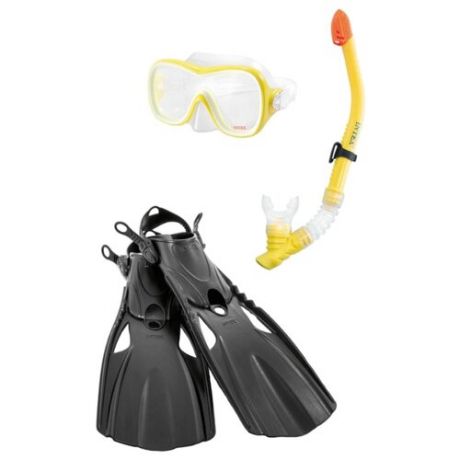 Набор для плавания с ластами Intex Wave rider sports желтый