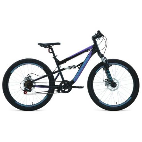 Подростковый горный (MTB) велосипед FORWARD Raptor 24 2.0 Disc (2020) черный/фиолетовый 15" (требует финальной сборки)