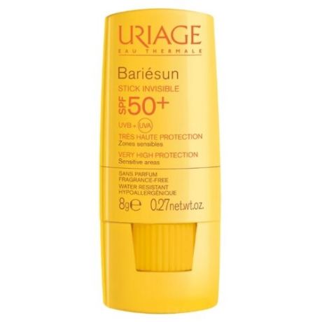 Uriage стик Bariesun невидимый для чувствительных зон лица и тела, SPF 50, 8 г, 1 шт