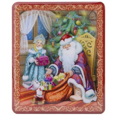 Магнит Феникс Present Дед Мороз со Снегурочкой разбирают подарки 6 см красный/голубой