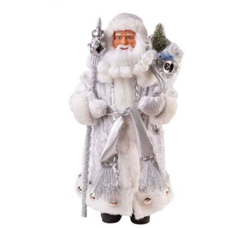 Фигурка Феникс Present Дед Мороз в серебряном костюме 30 см серебряный/белый
