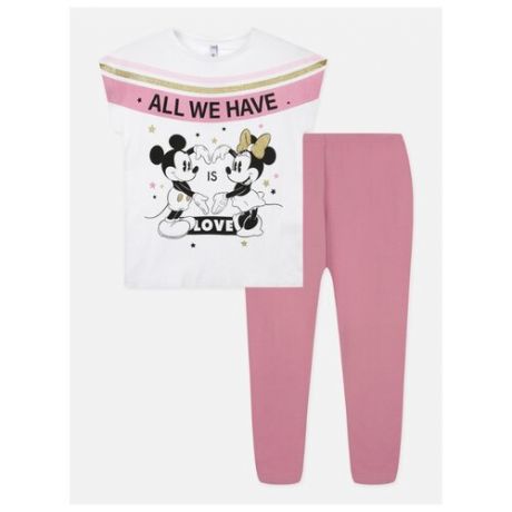Комплект одежды playToday размер 134, белый/розовый