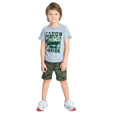Комплект одежды Веселый Малыш размер 122, серый/зеленый