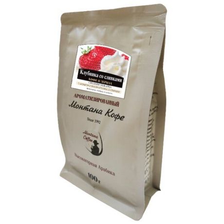 Кофе в зернах Монтана Клубника со сливками, ароматизированный, арабика, 100 г