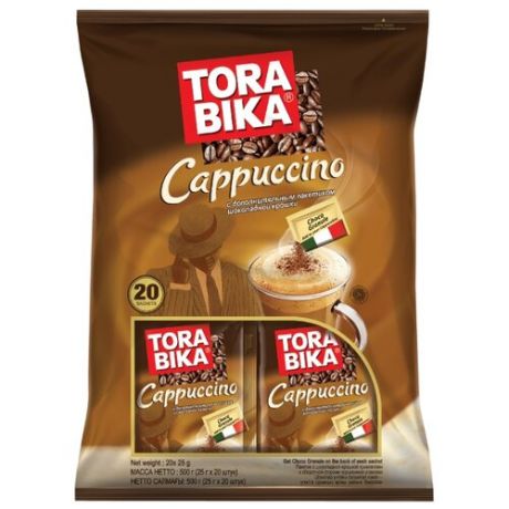 Растворимый кофе Tora bika Cappuccino с шоколадной крошкой, в пакетиках (20 шт.)