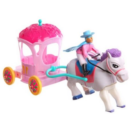 Ming Xing Toys карета с лошадью и всадником (269) розовый/фиолетовый