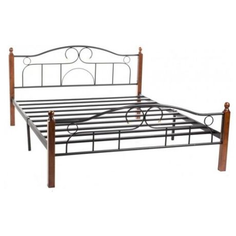 Кровать TetChair AT-808 двуспальная, спальное место (ДхШ): 200х180 см, каркас: массив дерева, цвет: коричневый/черный