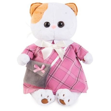 Мягкая игрушка Basik&Co Кошка Ли-Ли в розовом платье с серой сумочкой 24 см