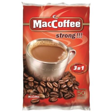 Растворимый кофе MacCoffee Strong 3 в 1, в пакетиках (50 шт.)