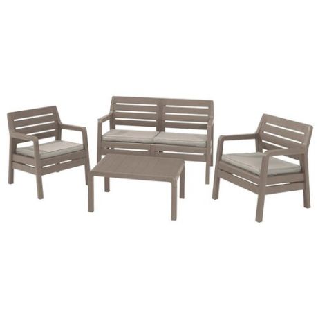 Комплект мебели Allibert Delano Set (диван, 2 кресла, стол), капучино